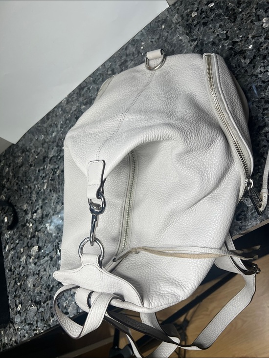 Rebecca Minkoff Julian Gray Pebble Leather Backpack with silver-tone hardware